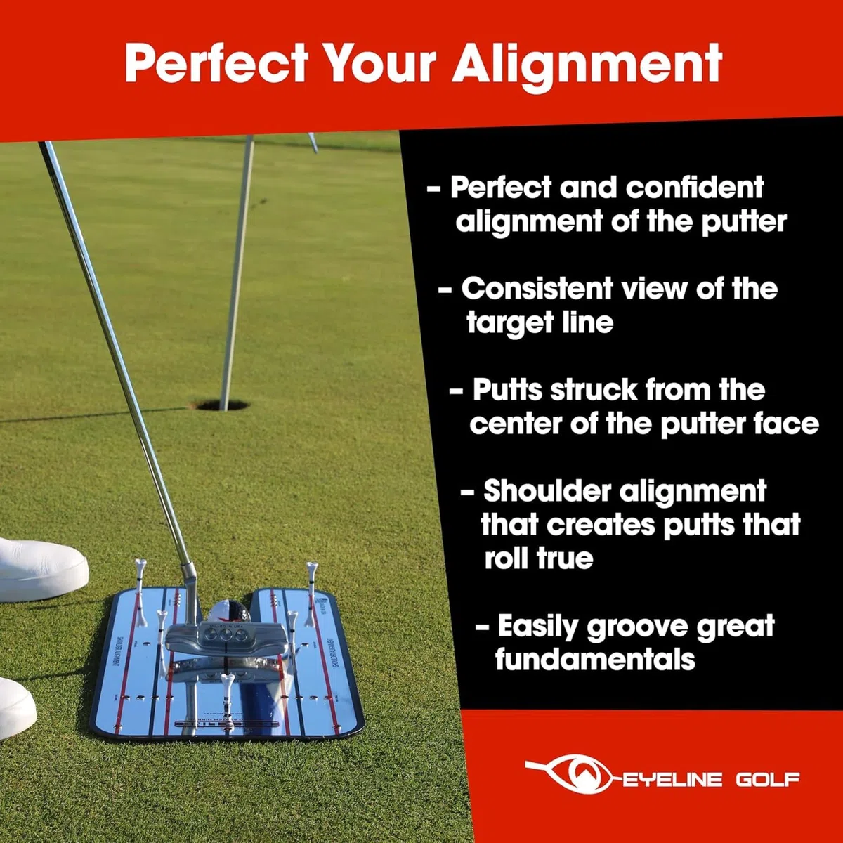 EyeLine Golf Ayuda de entrenamiento con espejo de putting, fabricado en los Estados Unidos