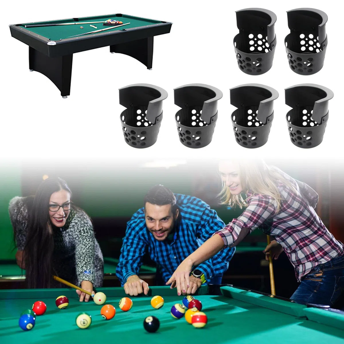 6 bolsillos de almacenamiento para mesa de billar, bolsillos de billar, cesta de billar, accesorios de mesa de billar