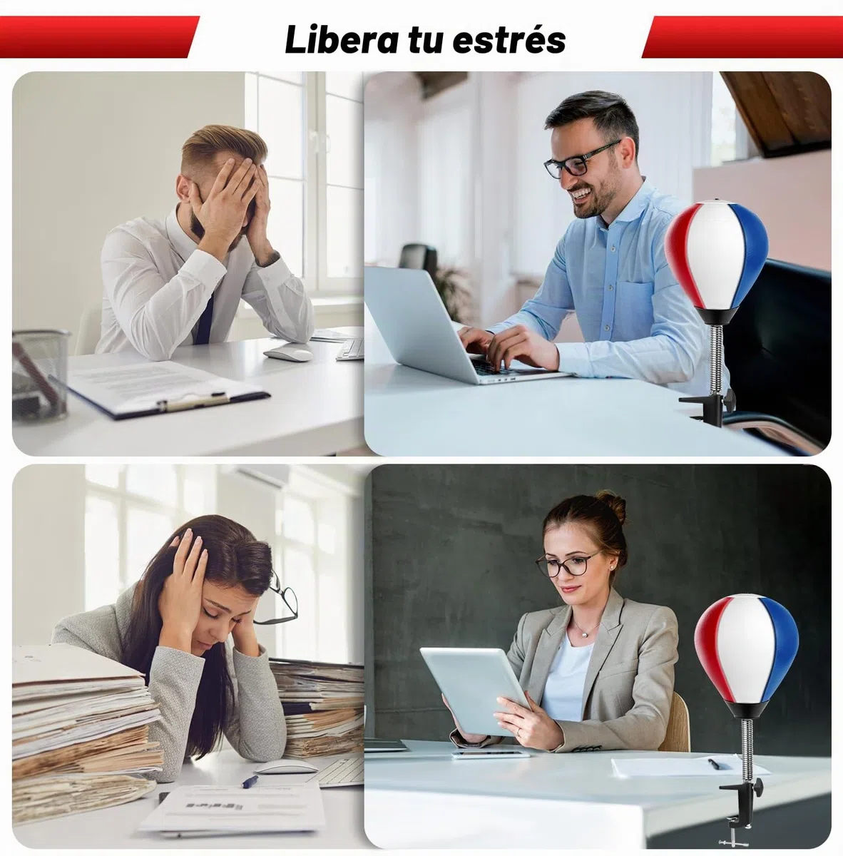 NZQXJXZ Saco de Boxeo de Escritorio, Bolas de Velocidad de Saco de Boxeo, Eliminador de estrés con Abrazadera de Escritorio para Mesa de Oficina, Regalo Divertido para Amigos o compañeros de Trabajo