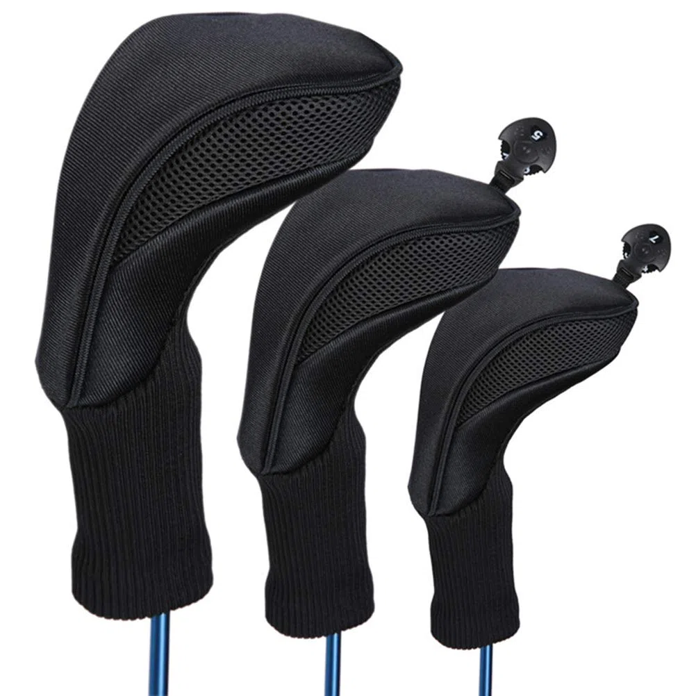 Yumira - Juego de 3 fundas protectoras para cabezas de golf (cuello largo, para golf, para el número 1, 3, 5)