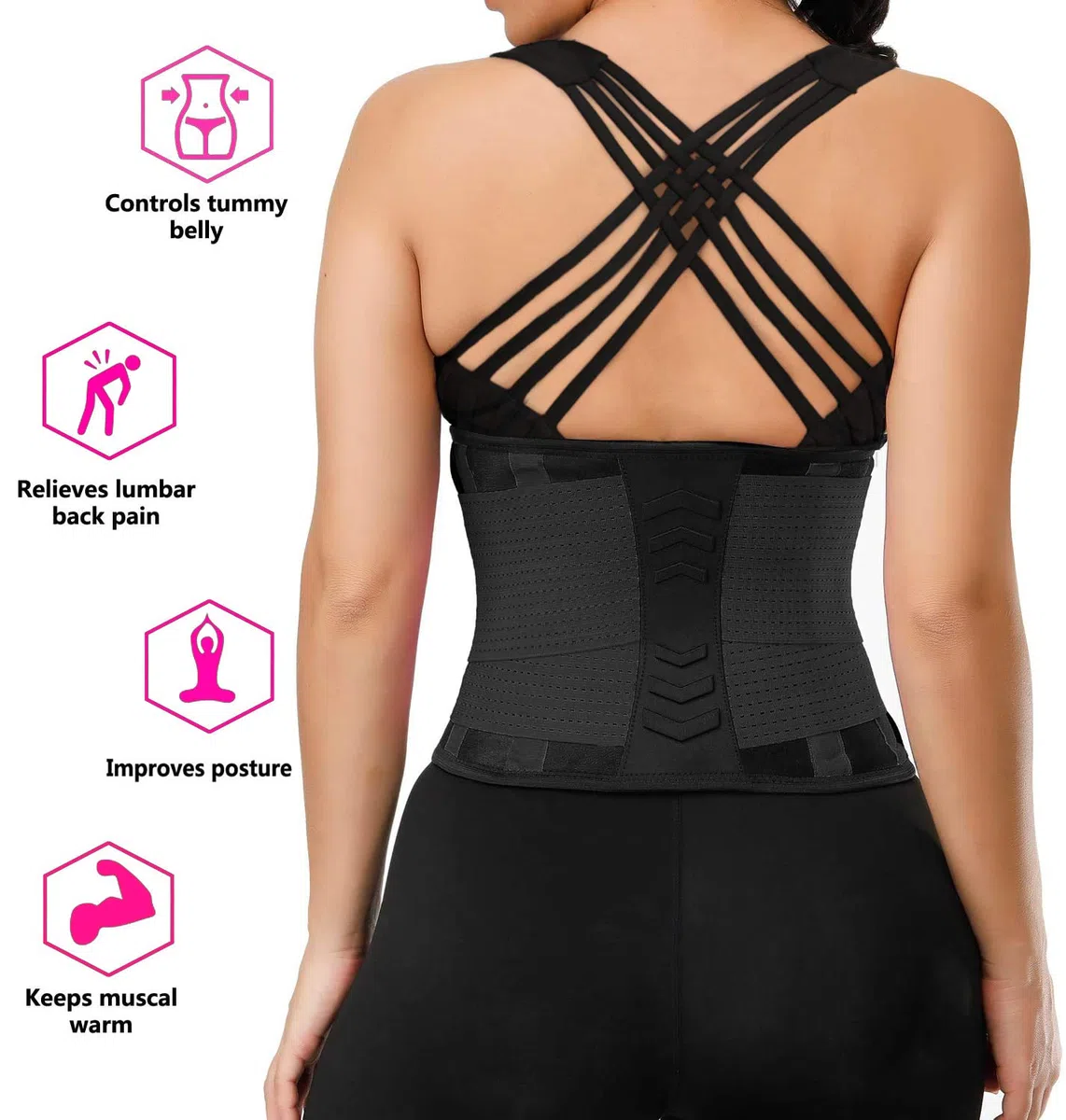 YIANNA Faja Reductora Mujer Abdominal Lumbar Fajas Reductoras Abdomen Adjustable para Deporte Fitness Postparto