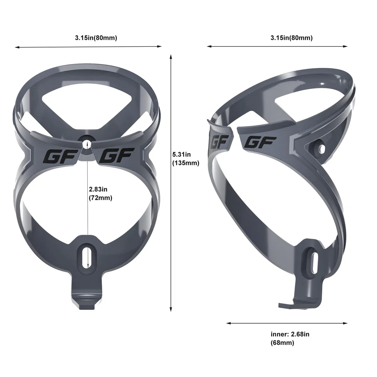 GEMFUL Soporte Botella Bicicleta 750ml con Botella de Agua Negro 4 Piezas（2 Botellas con 2 portabidones