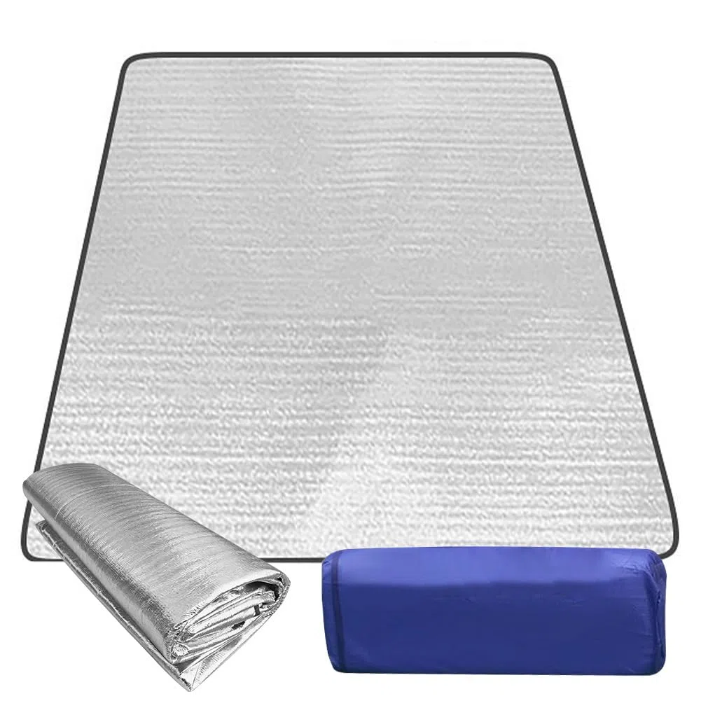 LOMUG Esterilla aislante de aluminio, 200 x 200 cm, para camping, plegable, ultraligera, para camping, para camping, color plateado