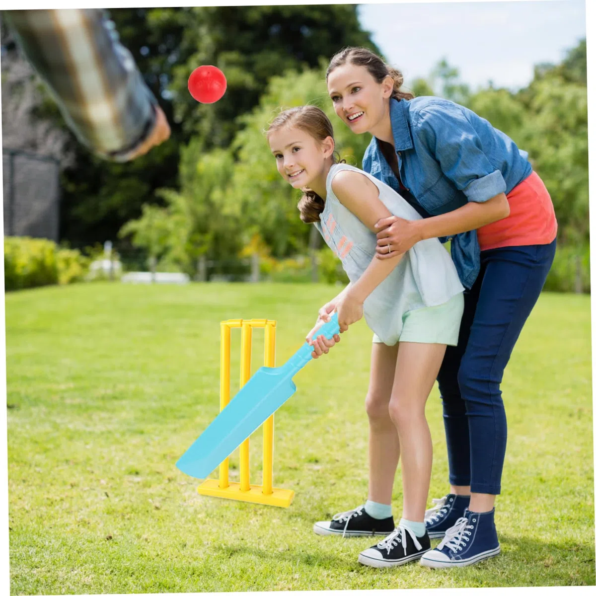 Juego de Cricket para niños, Kit de Cricket para niños con tocones y 2 Pelotas, Juego de Cricket para niños Matriz, Kit de Bate de Cricket para jardín, Juego de Patio Trasero de Playa
