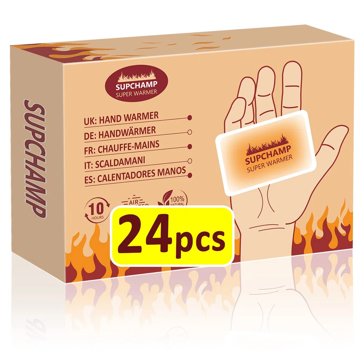 Calentadores de Manos Desechables - 12 o 24 Unidades Calentadores de Bolsillo, Almohadillas Térmicas para Deporte, Camping, Senderismo, Viajes, Esquí, Clima Frío