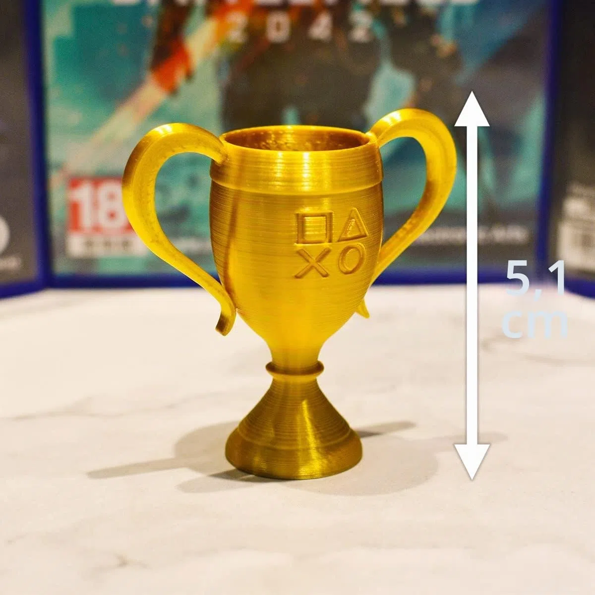 Trofeos de Juegos de PS, Juego de 5 trofeos físicos (Platino/Oro/Plata/Bronce/Secreto) para salón de Juego, Regalo coleccionista, Compatible con Todos los Espacios de Juego