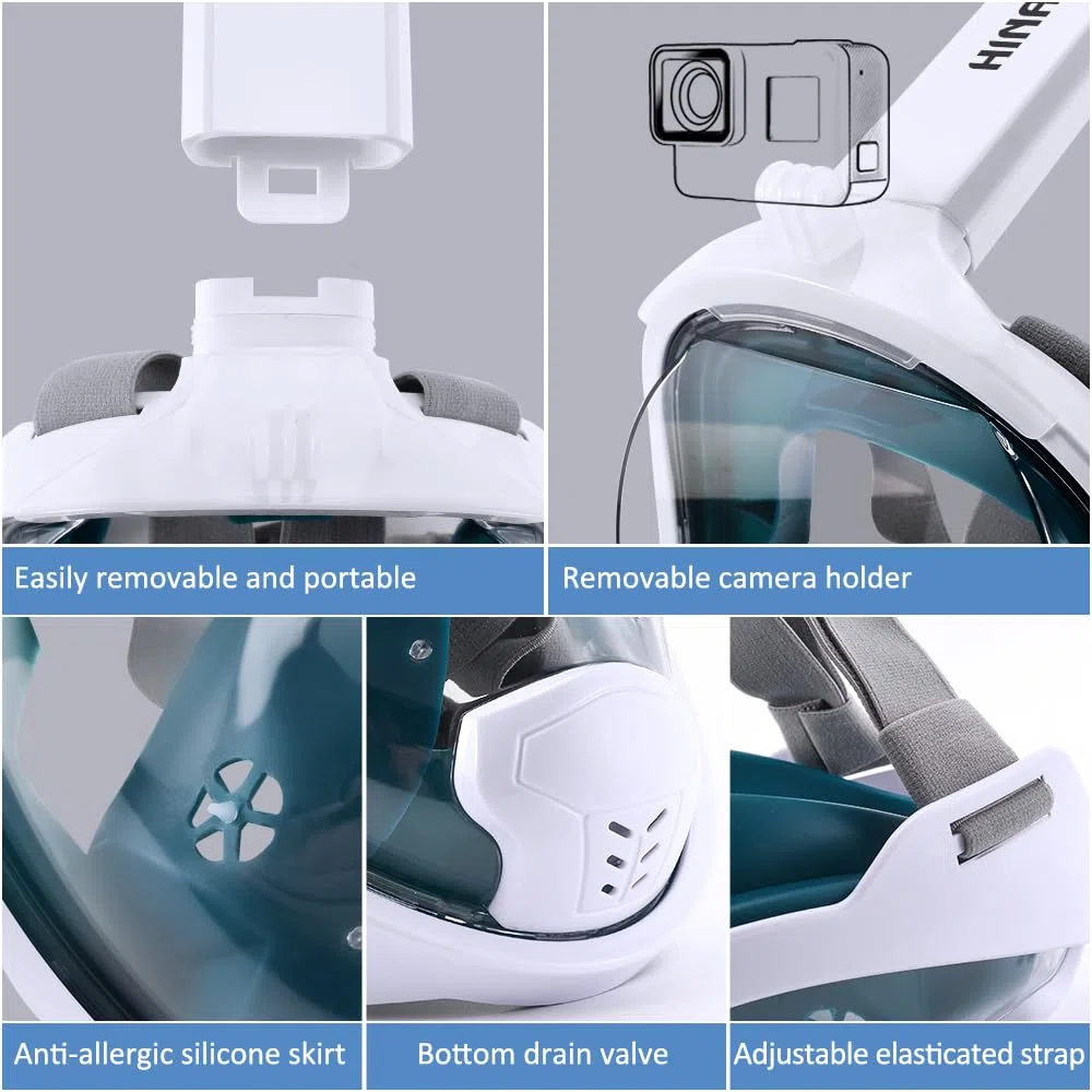 Máscara de Buceo, Diseño de Doble Bola Flotante Máscara de Snorkel, Anti-Vaho Máscara de Esnórquel, con Montaje de Snorkel Desmontable, Máscara de Gafas para Adultos y Jóvenes