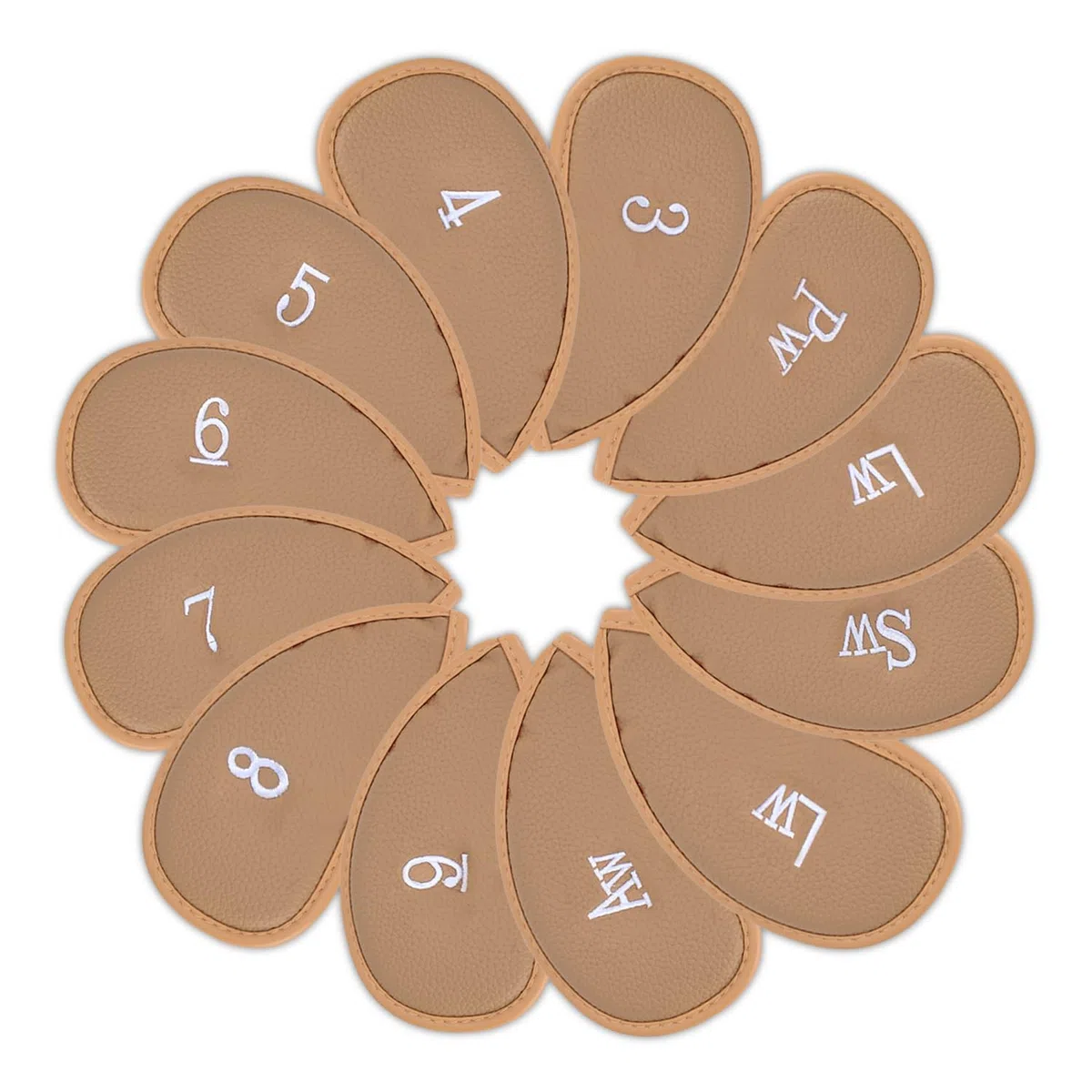 Juego de 12 fundas para cabeza de hierro para palos de golf, de cuero sintético grueso, para cabeza de hierro de golf, se adapta a todas las marcas Titleist, Callaway, Ping