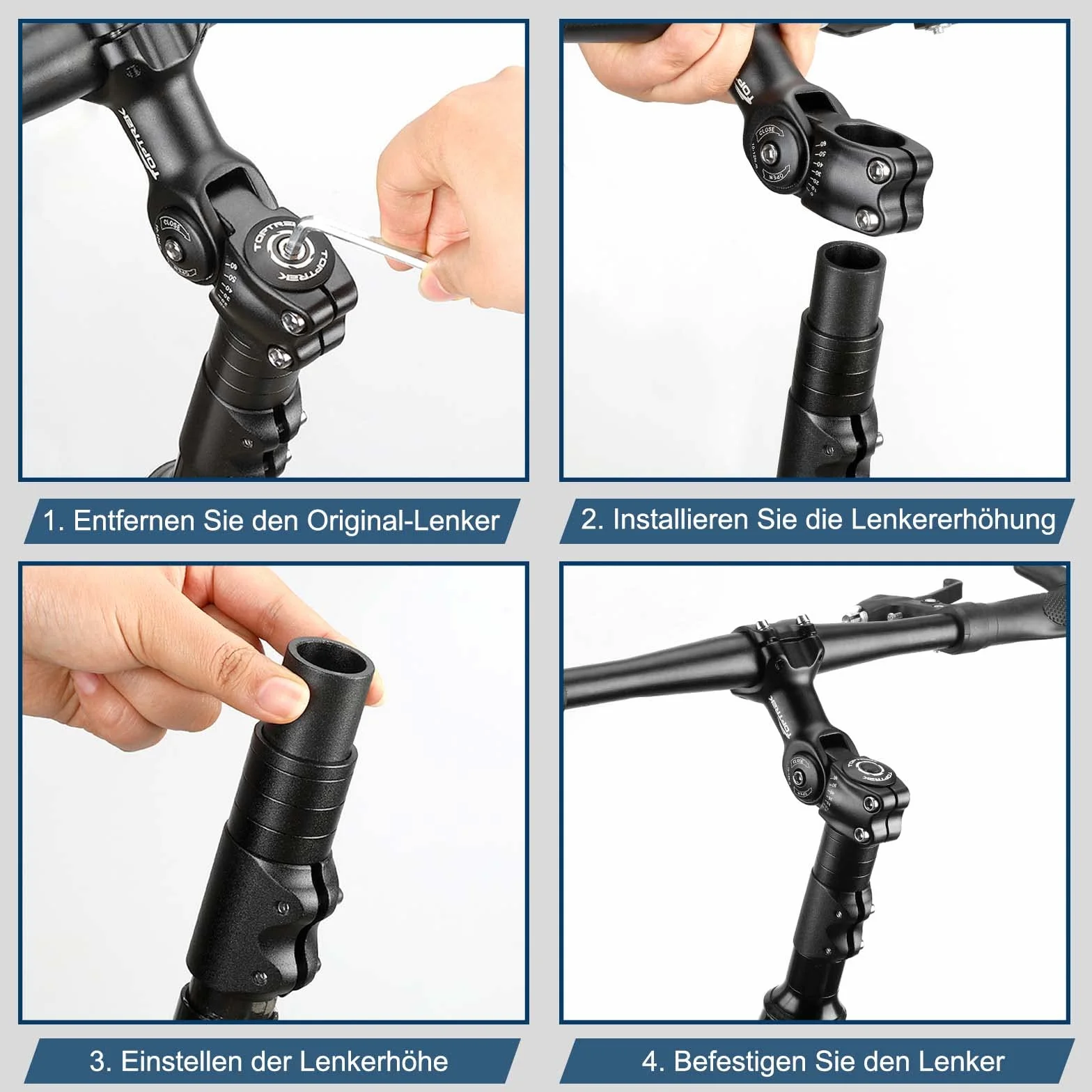 toptrek Elevador de manillar de bicicleta de 28,6 mm / 2,86 cm, elevador de manillar de bicicleta para la salud de la conducción, aluminio para bicicleta de montaña, bicicleta de carretera, bicicleta