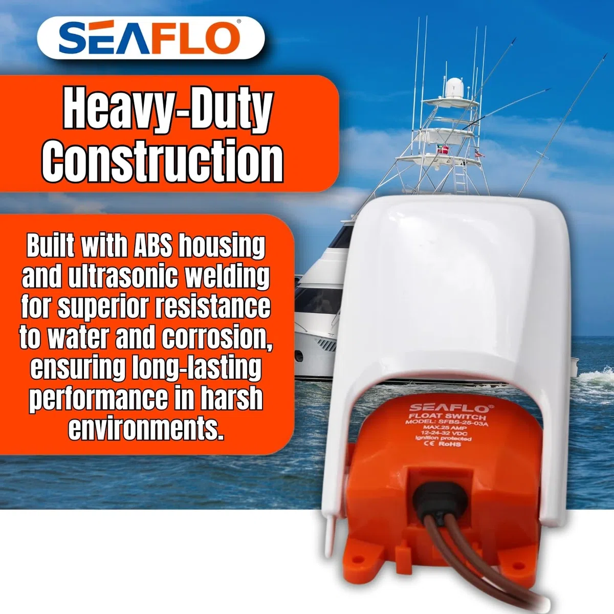 Seaflo SFBS-30-01 BOAT BILGE PUMP SWITCH (12V, 24V, 32V) by Seaflo