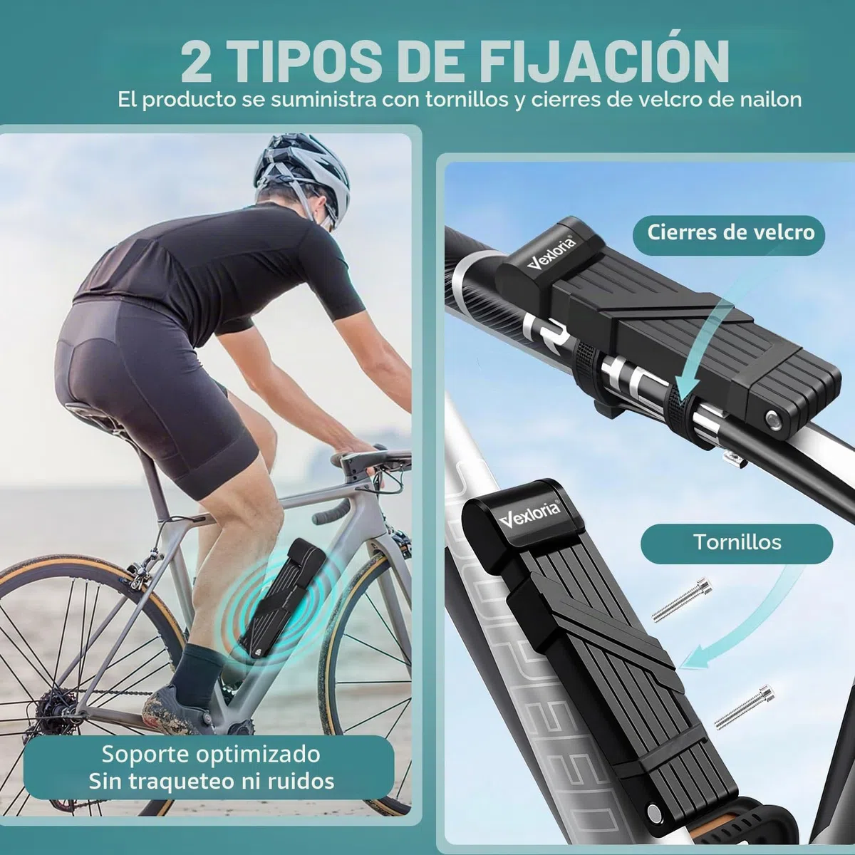 Vexloria Candado Plegable para Bicicleta | Alta Seguridad Antirrobo | Acero Endurecido | Longitud 86 cm | Con Soporte | Para Bicicleta, E-Bike y Moto
