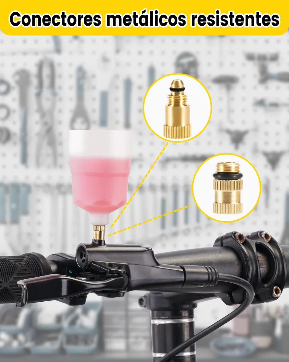 CHUMXINY Kit Purgado Frenos para Shimano,Tektro, Magura Gama de Frenos de Disco Hidráulicos, Kit de Purgado de Freno MTB Incluye Conectores Metálicos y 150 ml de Líquido de Frenos de Aceite Mineral.