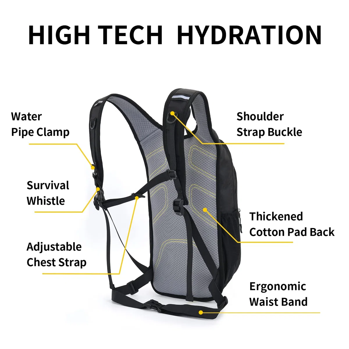 Mochila de hidratación con vejiga de Agua 2L, Mochila de Bicicleta Mochila de Agua para Senderismo, Ciclismo, Camping, Ciclismo, Correr o Esquiar