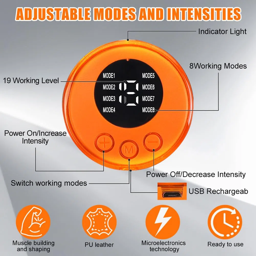 Aolso EMS Electroestimulador Muscular - Estimulador Muscular Abdominal, USB Recargable, Hombres Y Mujeres para Abdominales, Brazos, Piernas y Glúteos