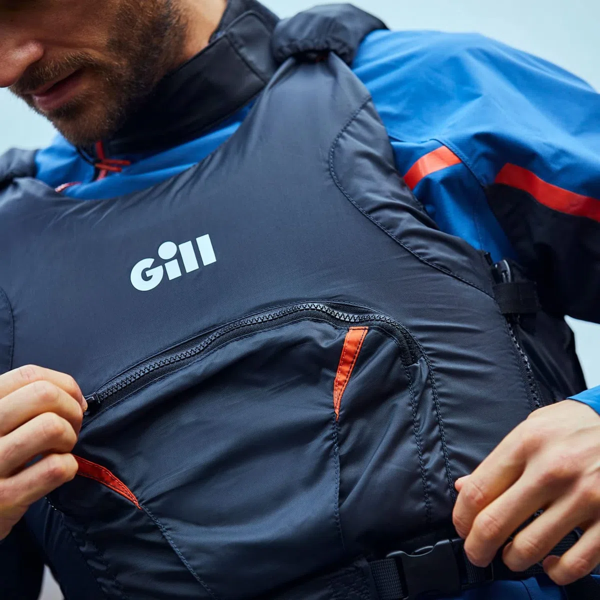 Gill Pro Racer Side Zip 50N Kayak Dinghy Sailing PFD Buoyancy Aid para Deportes acuáticos - Negro Naranja - Unisex