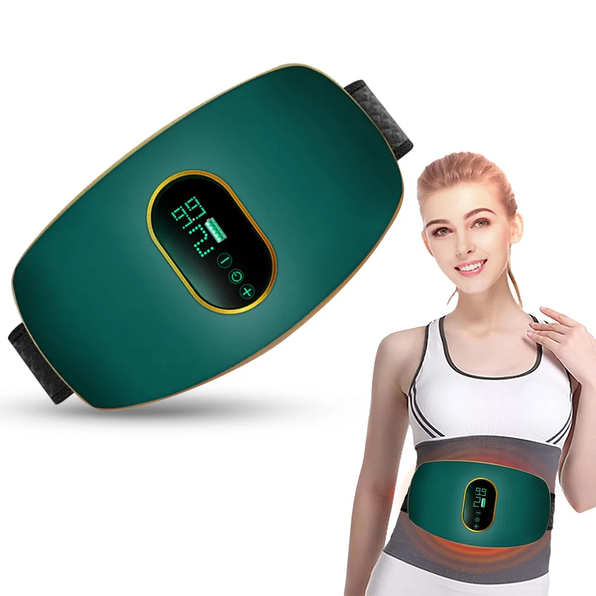 Yaasier Cinturón Masaje Vibratorio, Cinturón Masajeador Eléctrico para Aliviar el Dolor de Cintura, Masajeador Térmico para Adelgazar la Parte Inferior de la Espalda