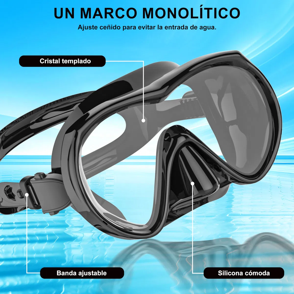 IEEILULU Gafas de Buceo Adulto, Máscara de Buceo Antivaho y Antifugas, Snorkel Set con Gafas y 3 Canales Tubos, para Bucear, Nadar, Conjuntos Snorkel para Masculino Femenino