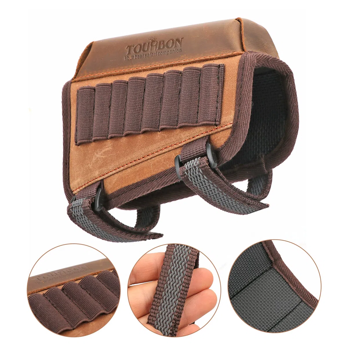 TOURBON Culata de Lona Encerada Resto de mejilla Estuche para Cartuchos de Rifle para diestros