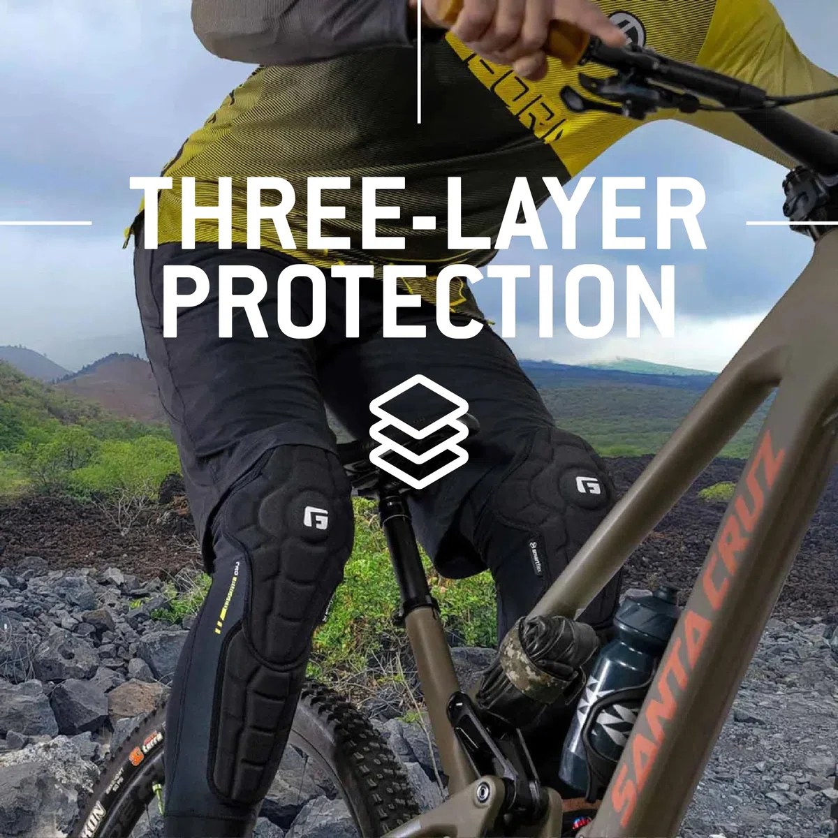 G-Form Pro-Rugged 2 Espinilleras MTB, Negro, Juvenil Grande/X-Grande | con Protección de Rodillas para Ciclismo, Patinaje y Deportes de Nieve, Rodilleras y de Compresión Acolchadas