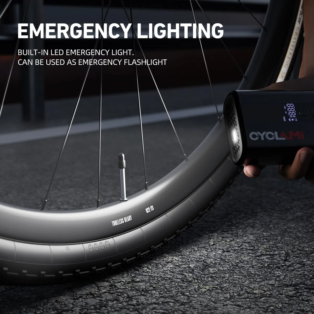 Bomba de Bicicleta, CYCLAMI 130PSI Bomba para Bicicleta Eléctrica, Bomba de Bicicleta Portátil para Válvulas Presta & Schrader para Bicicleta de montaña, Bicicleta de Ciudad