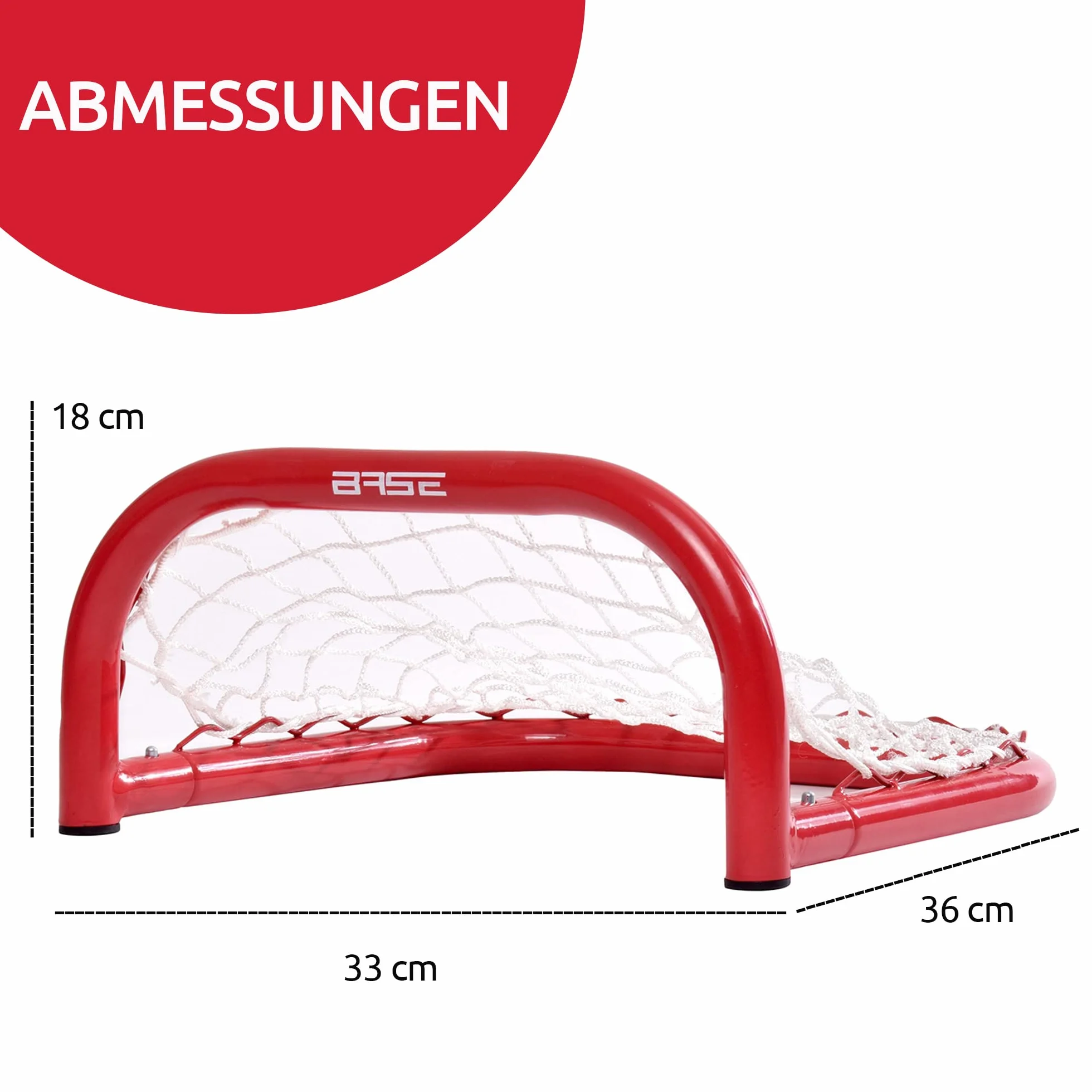 Base Tor (33 x 36 x 18) Exteriores Marco de Metal I Puerta para Pelotas Discos I Entrenamiento de Hockey | Skill Goal Callejero, Adultos Unisex, Rojo/Blanco, 12 Pulgadas