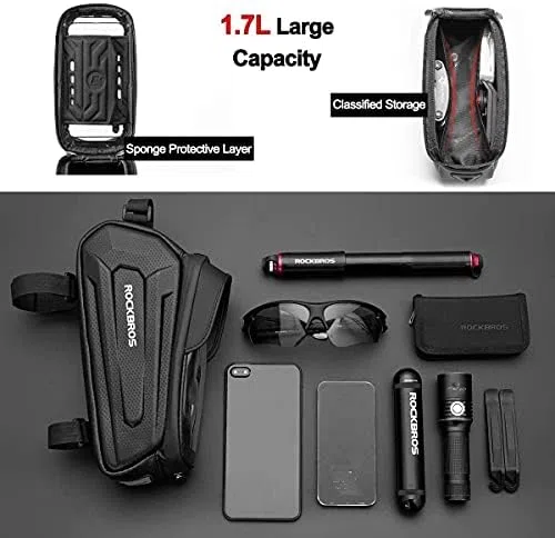 ROCKBROS Bolsa Móvil para Cuadro de Bicicleta, Bolsa Tubo Superior para Teléfono de hasta 6,8'' con Visor Solar y Pantalla Táctil para Bicicletas de Montaña y Carretera, E-bike