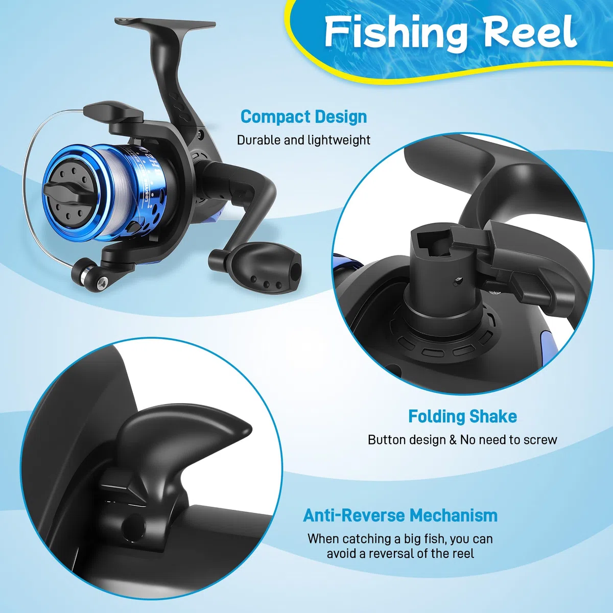 Set de Pesca para Niños, Portátil Cañas de Pescar para Niños Incluyendo Bolsas de Gancho de Alambre de Cebo Suave, Juego de Iniciación con Carrete y Cebo Regalos para Niños y Niñas Principiantes