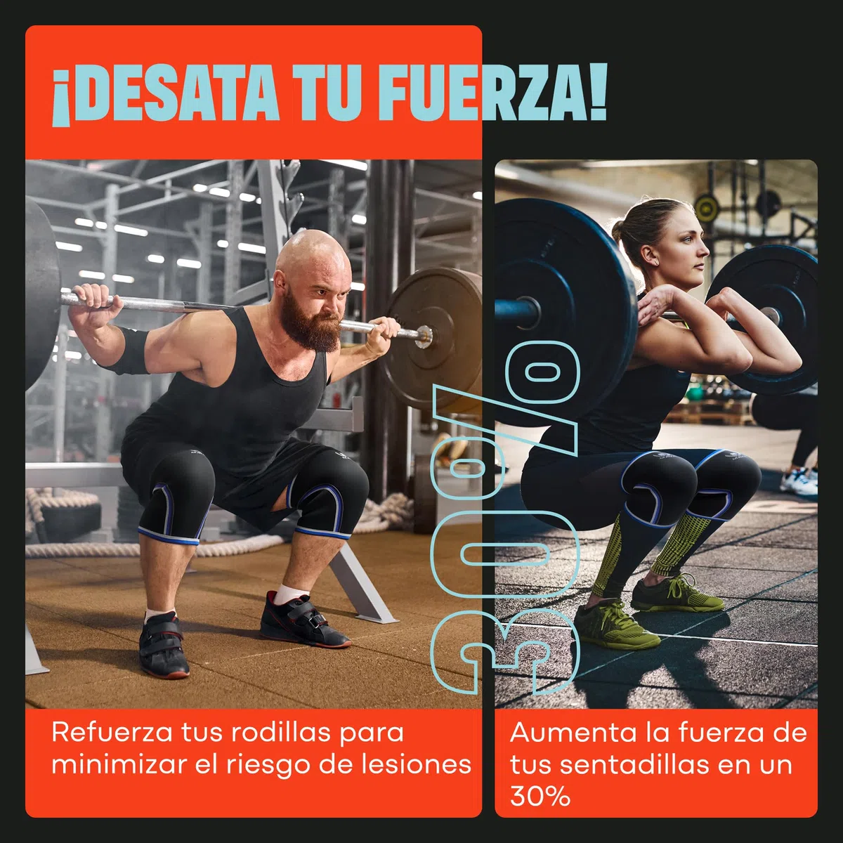 Mava Sports Rodilleras deportivas de neopreno, 7 mm, para entrenamiento, halterofilia, sentadillas, musculación, fitness, soporte de rodilla, Unisex, Negro S