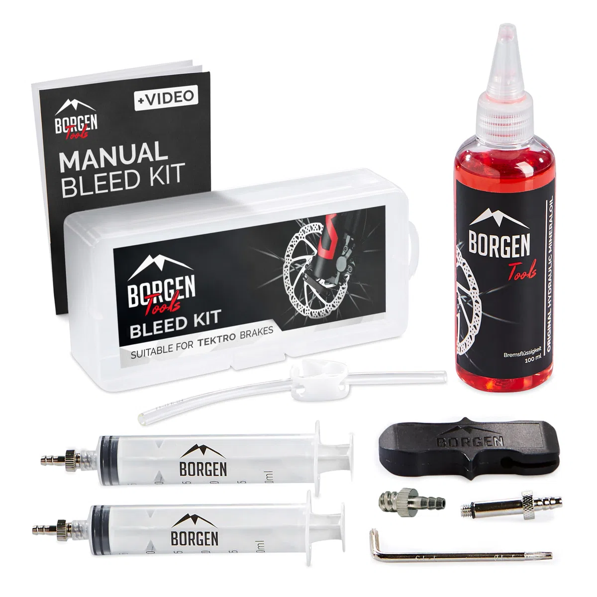 Borgen Kits de Purga para Frenos Apto para TEKTRO-TRP Discos hidráulicos I Kit de Servicio para Frenos de Bicicletas I Conjunto de Purga con Instrucciones Paso a Paso para la Purga