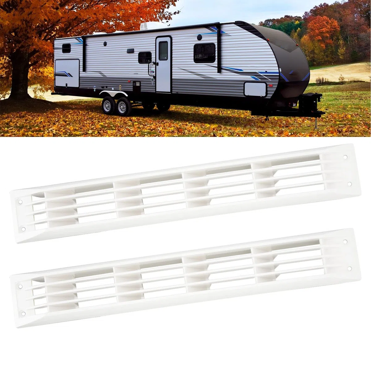 1 Par Rejilla de Ventilación de Persiana Marina Alargadas de Aire Caravana | 45 *7 cm Cubierta de Rejilla de Ventilación Rectangular Casas Rodantes y Yates Intercambio de Aire Cubiertas Barco Marítimo