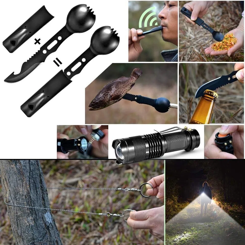 Kit de Supervivencia, Survival Kit 33 en 1 es la Mejor Herramienta de Supervivencia para los supervivientes Salvajes e Ideal para Las Aventuras de Acampada al Aire Libre