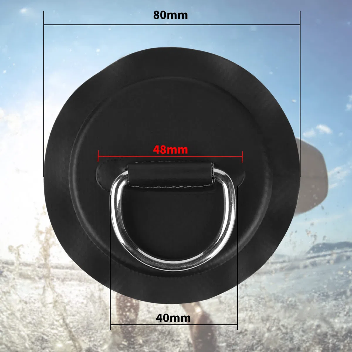efuturetime 6 x Anillo de Acero para PVC Kayak Accesorios de Barco, D Pad Patch para Tablas de Surf, Kayaks y Piraguas, Negro