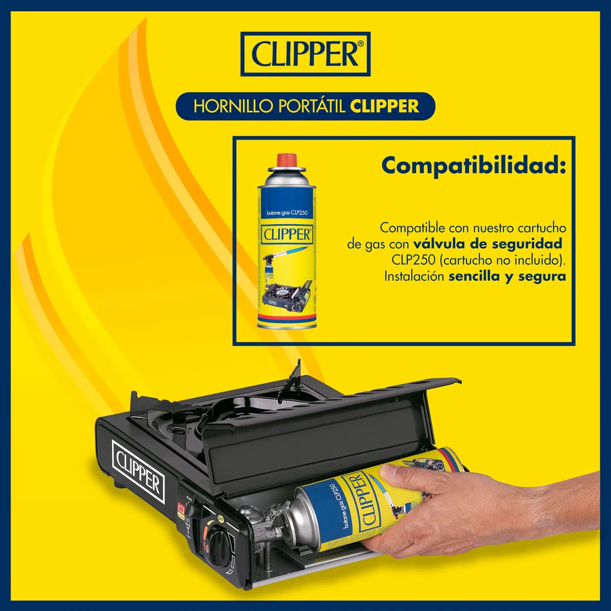 Clipper - Hornillo Camping | Cocina Portátil Estable | Potencia 2,200w | Cocina Maletín para Cartucho de Gas
