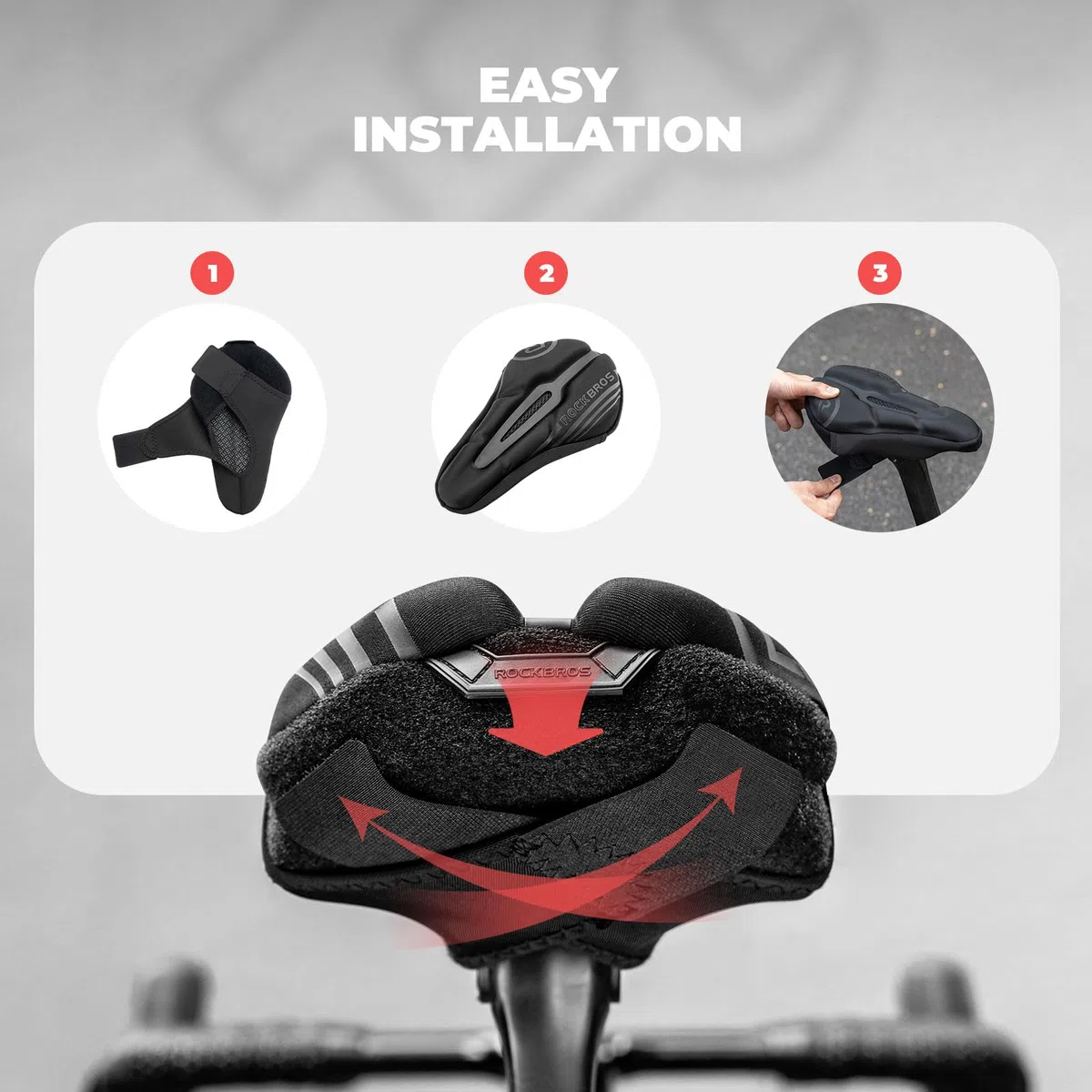 ROCKBROS Sillín Cubre Bicicleta Gel para Hombre Mujer, Cojín de Asiento de Bicicleta con Funda Impermeable, Sillín Cojín Suave para Bicicleta de Carretera y Montaña