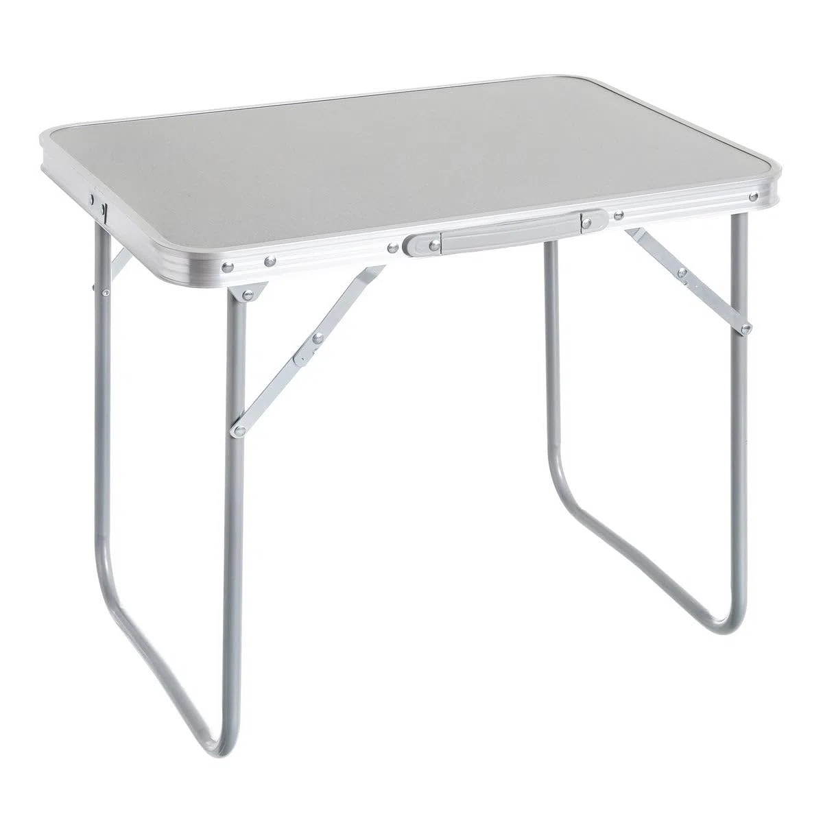 LOLAhome Mesa Plegable Gris de Acero y MDF, 60x40x50 cm para Camping, Playa o picnics. Ligera y pequeña, para Exterior, antivuelco y fácil de Transportar.