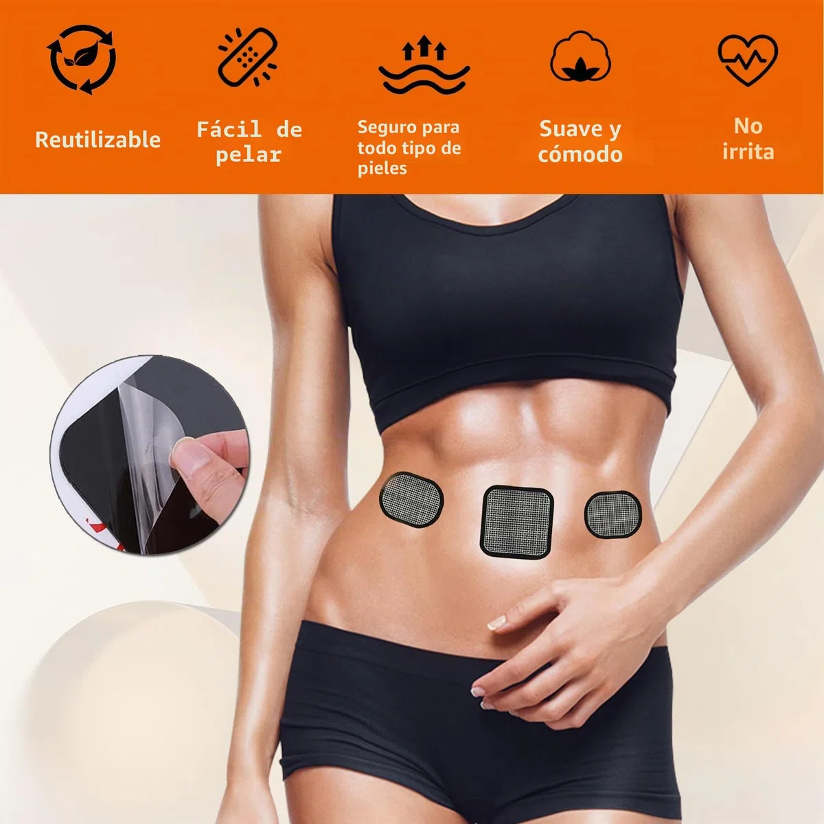Almohadillas de gel de repuesto, 18 piezas de almohadillas de electrodos, almohadillas de gel adhesivas para el cuerpo con electrodos actualizados, compatibles con cinturón abdominal