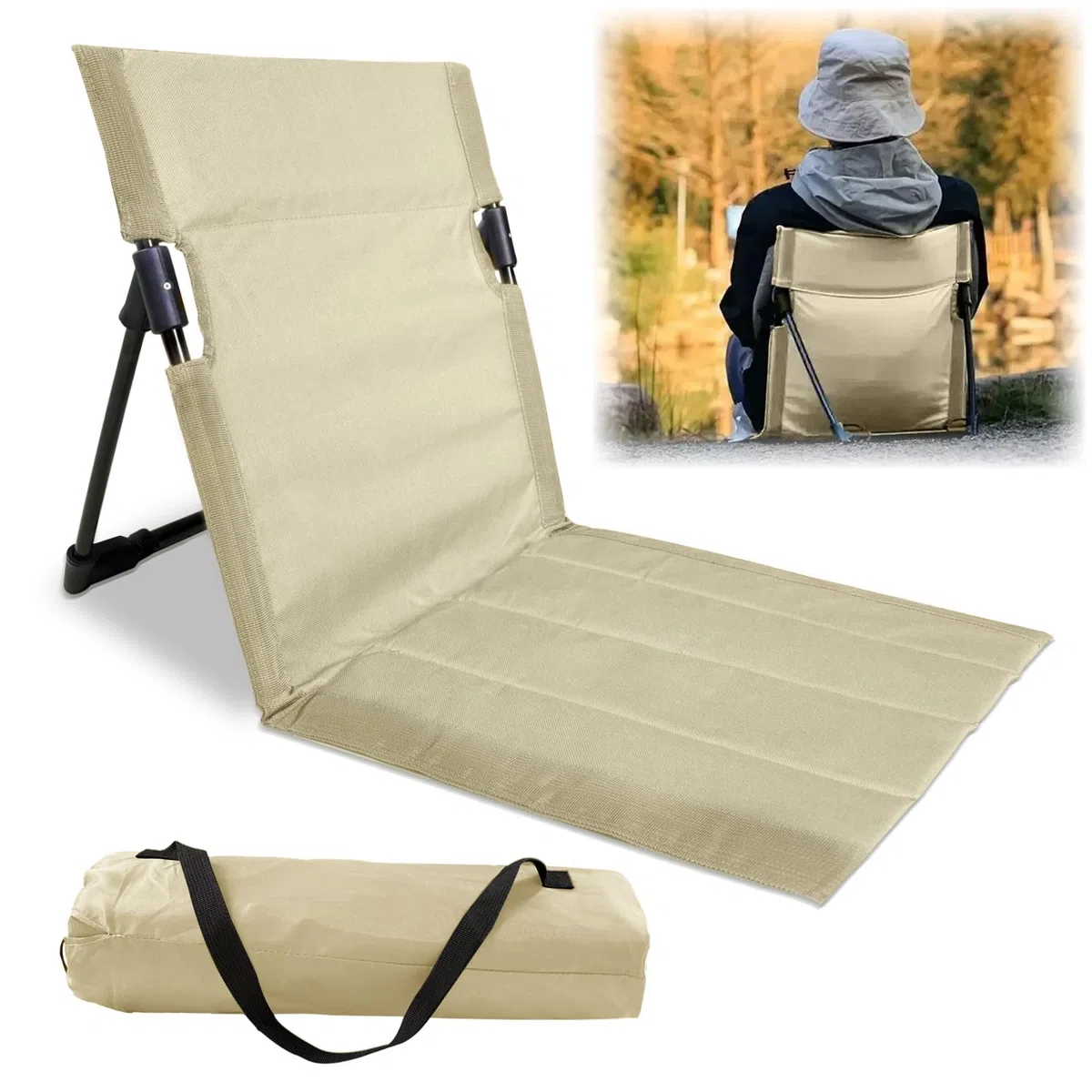 Tumbona Plegable, Ligero y Plegable Tumbona Playa con Respaldo, Hamaca Playa Ideal para Camping, Actividades al Aire Libre, Playa y Viajes (Blanco-Corto)
