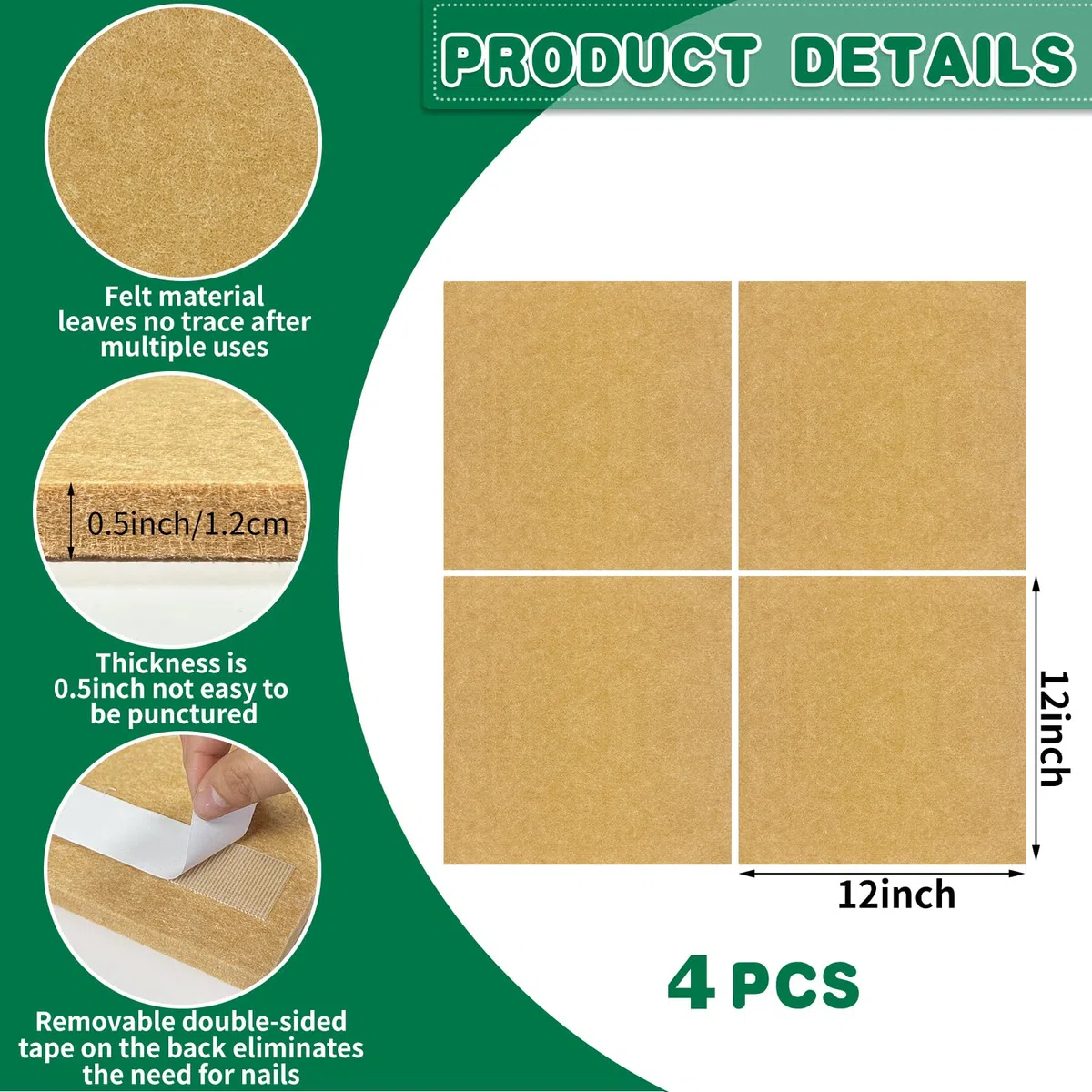 Keagan Dart Board Wall Protectors Dartboard Surround Cork Self-Adhesive Spliced Wall Surround Board Easy Assembly Dart Surround Cork Dart Board Wall Protector Tan