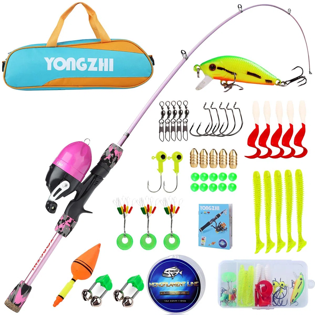 Sougayilang Kids Fishing Rods,Portable Telescopic Fishing Rod and Reel Combo, with Fishing Line Lures Spincast Fishing Tackle Bag for Youth, Girls and Boys Traveling Kid Fishing Pole