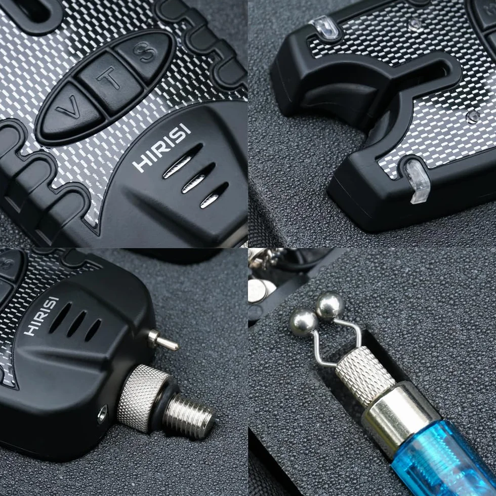 Hirisi Tackle Juego de alarma de mordida de pesca de carpas y swinger, resistente al agua, LED azul