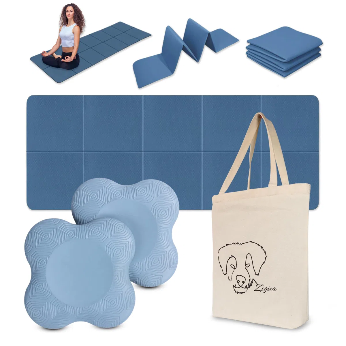 Esterilla Yoga 6mm Grosor antideslizante (183x61x0,6)-Esterilla fitness Plegable, Esterilla Pilates, Colchoneta Gimnasia, Kit Yoga, Yoga Mat, Esterilla Yoga Viaje, Esterilla deporte,