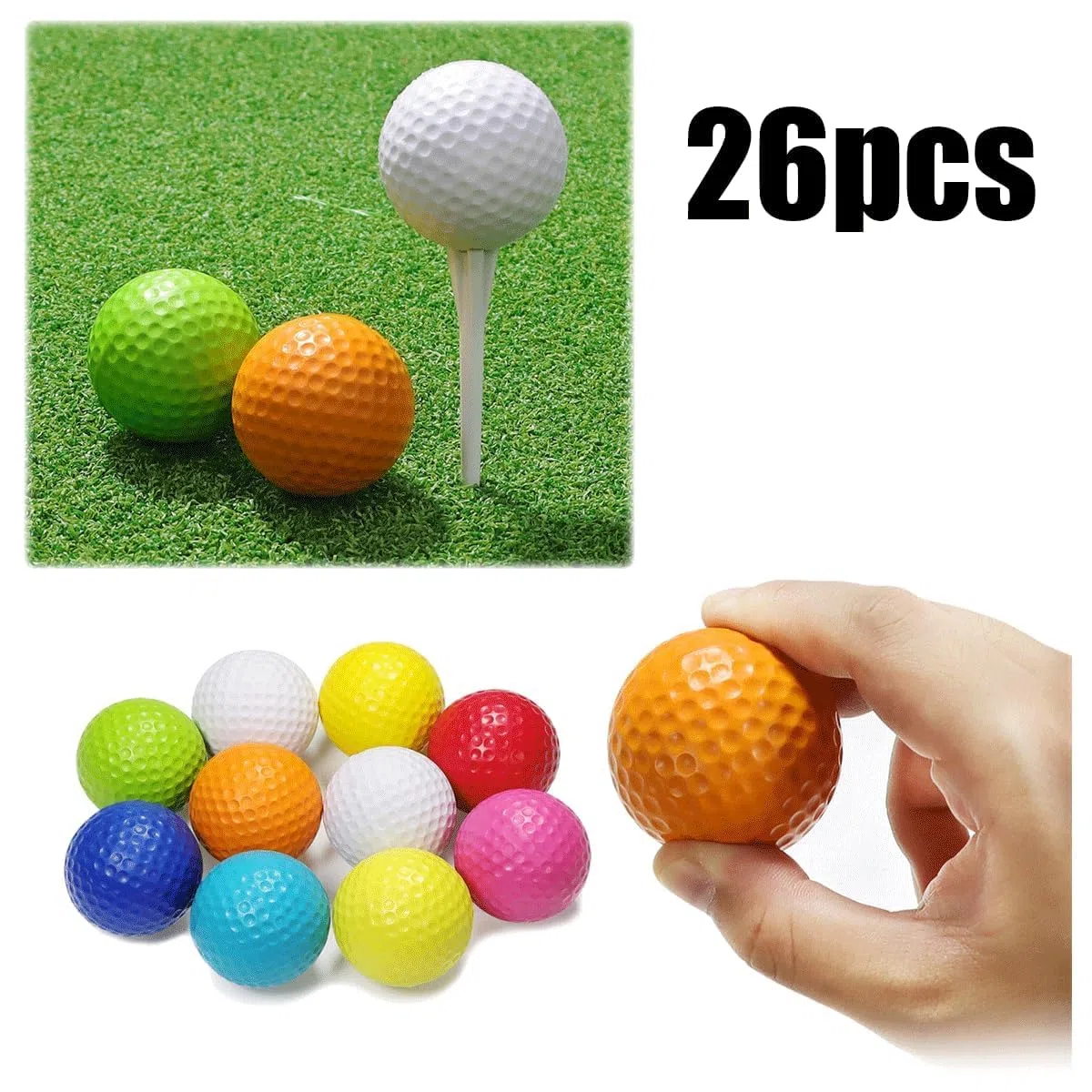 26 Piezas Golf de Espuma, Pelotas de Entrenamiento de Golf, Pelotas de práctica de Espuma, Pelotas de Golf, Pelota de Golf de Colores, Adecuado para Entrenamiento de Golf.