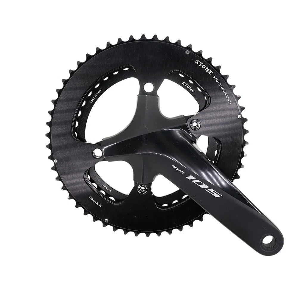 STONE - Platos Redondos 2X 110 BCD Compatible con Shimano (FC) Carretera y Rotor 4x110BCD Road Road CNC Aluminio 7075-T651, 4 Brazos, 5800 105, 6800 Ultegra, 9000 Dura Ace