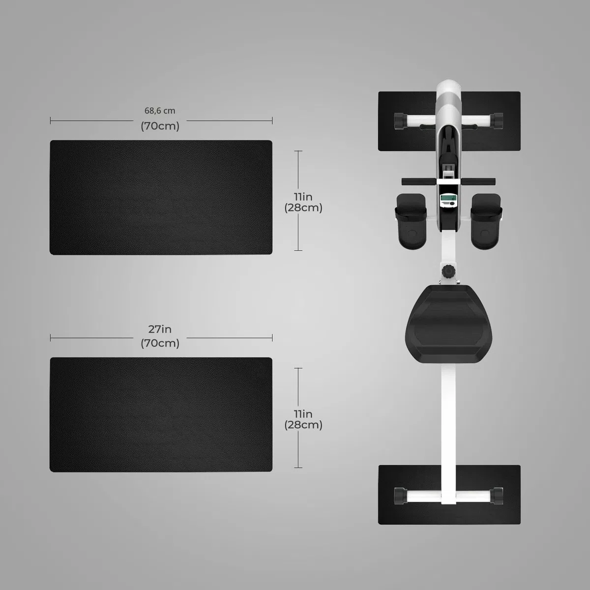 6 mm PVC Esterilla Cintas de Correr, Alfombrilla Protectora de Suelo para Aparatos de Fitness, para Bancos de Pesas/Elípticas/Bicicletas Estáticas,Yoga Antideslizante (28 * 70cm 2pcs)