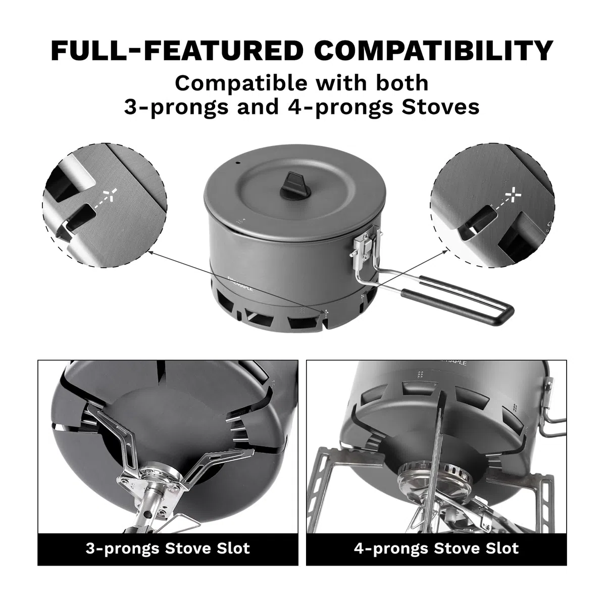 Fire-Maple Petrel Ramen Olla Ultraligera 800ml de Aluminio para Camping con Anillo Intercambiador de Calor–188g Olla de Mochilero con Asa Plegable Resistente al Calor