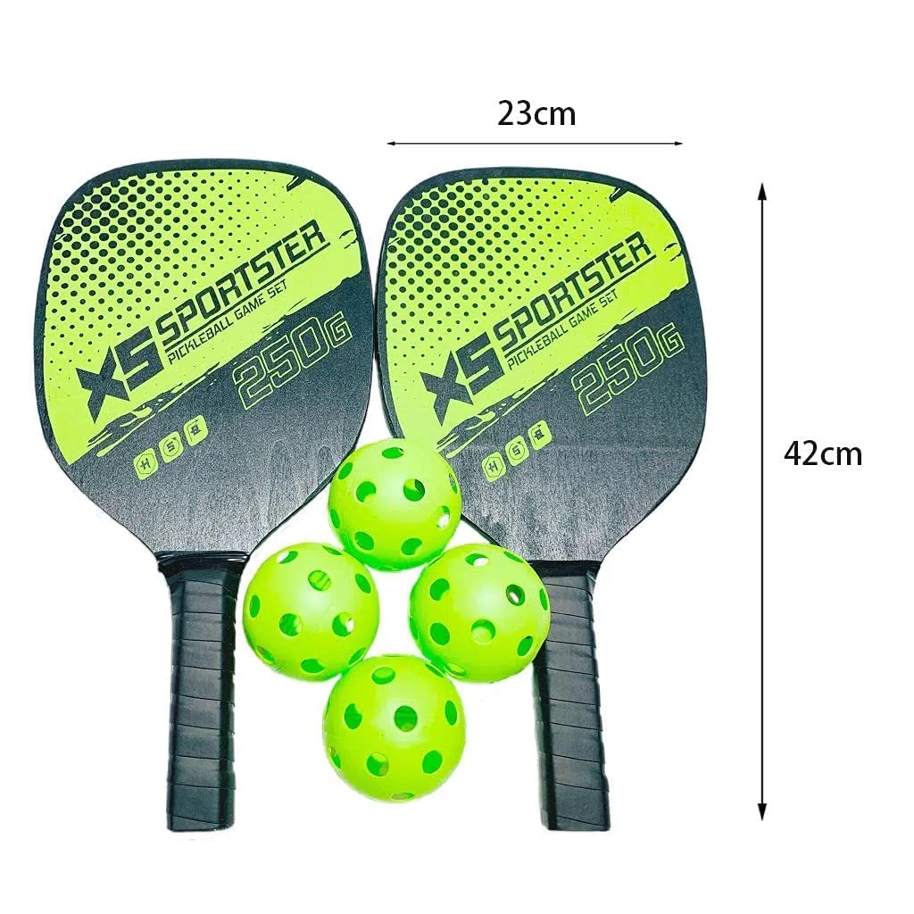 zalati Paquete de 2 raquetas de pickleball, 4 bolas de pepinillo con bolsa de transporte para principiantes en deportes de interior y exterior