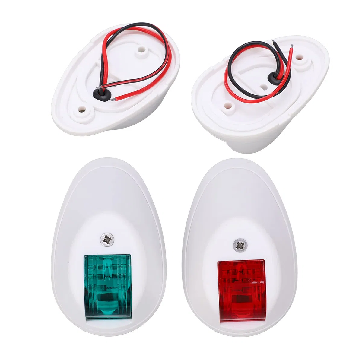 Fyearfly Boots - Luces de navegación, 2 unidades, DC12V-24 V, luces LED para barco, color rojo y verde para barcos marinos, yates (blanco)