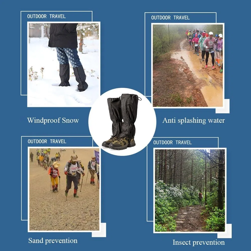 Polainas Impermeable de Senderismo Polainas Ajustables para Botas de Nieve para Montañismo Tejido de Nylon de Calidad 210d Impermeable y Antidesgarro
