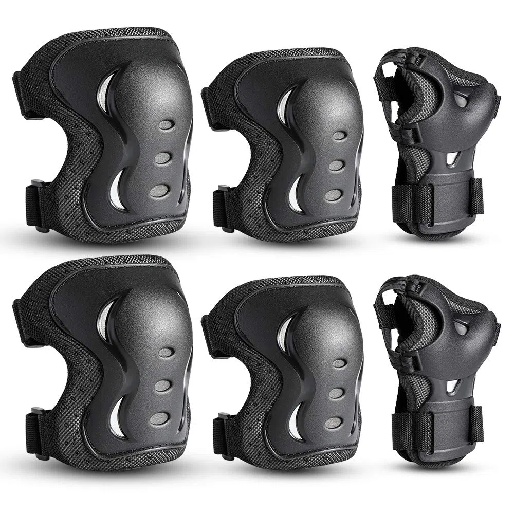 Protecciones Set para Niños Adultos, 6pc Patinaje Rodilleras para Niños Rodilla Codo Rodilleras Ajustables Protección para Patinetas, Scooter