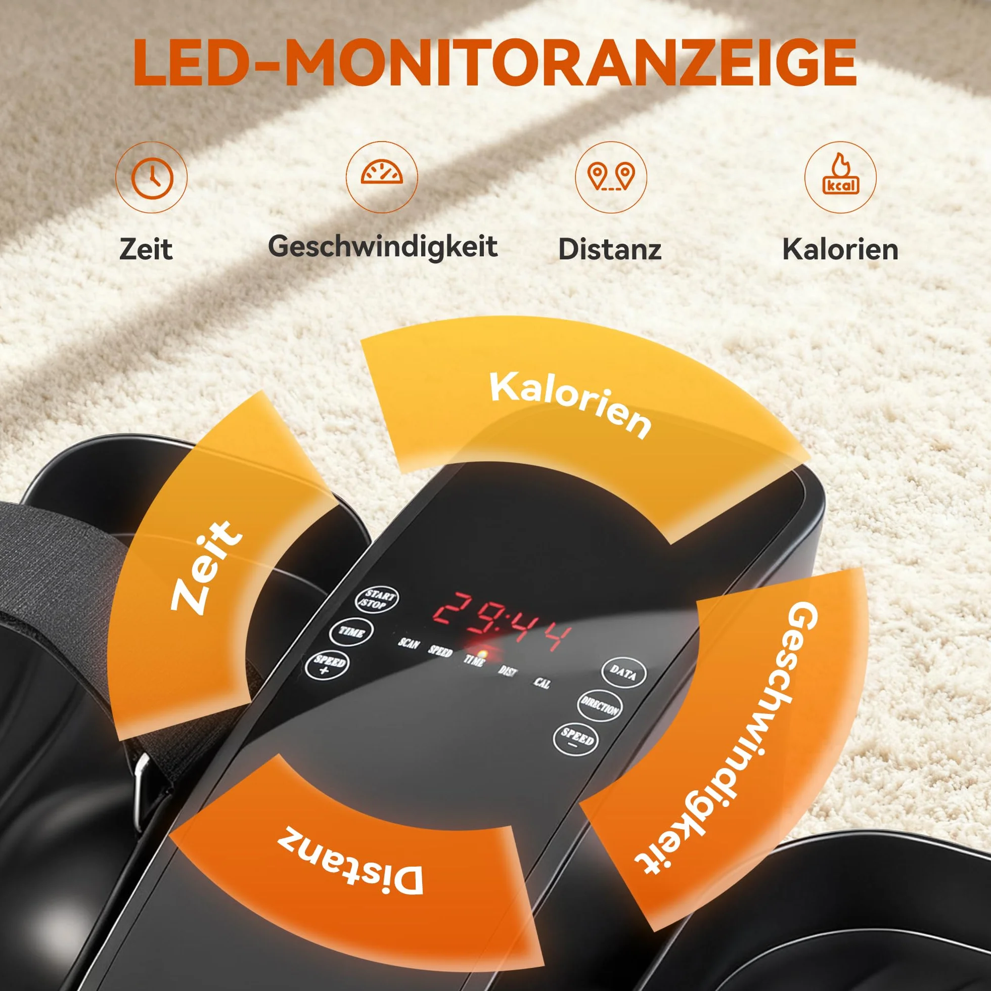 SPORTNOW Mini Bicicleta elíptica para casa Bicicleta elíptica eléctrica bajo el Fregadero con Mando a Distancia Pantalla LED 12 velocidades Antideslizante Silencioso Entrenador de piernas portátil